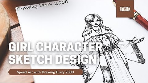 Girl Character Sketch Design Timelapse || Ravi Katiyar || Drawing  Diary 2000 ||