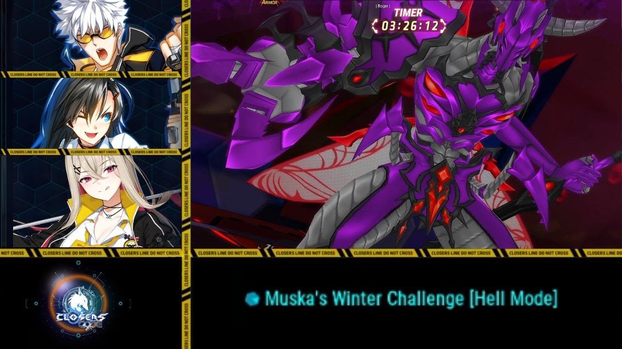 클로저스/CODE: Closers - Muska's Winter Challenge [HELL MODE] TRIO with J, Yuri, Ria