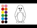 PINGUINO dibujar y colorear para niños - Dibujar animales con Mozart