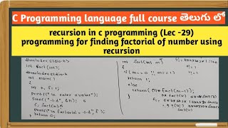 recursion in c programming | c program for finding factorial of given number by using recursion
