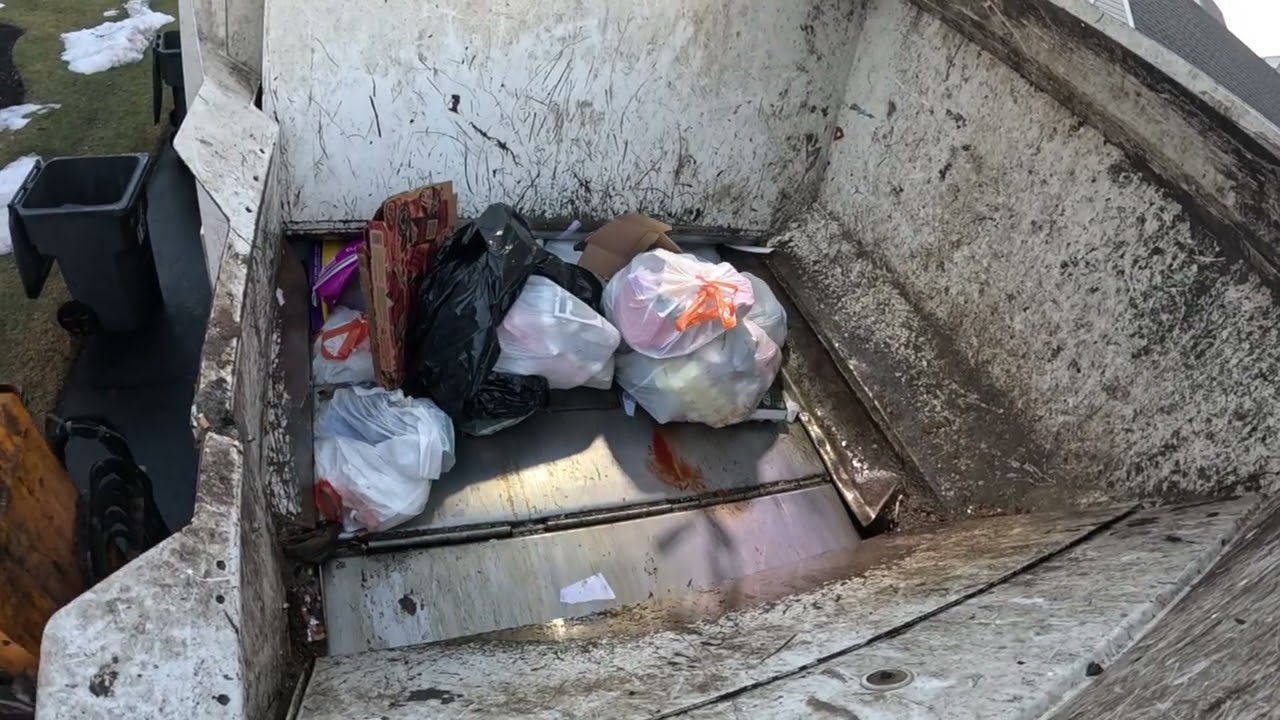 pov sideload garbage truck dump #satisfying