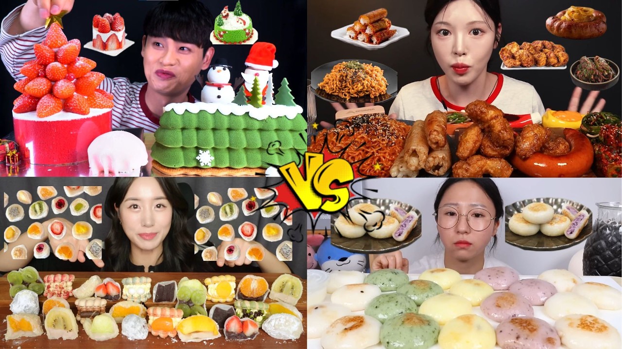 Chocolate 🍫 VS Seafood 🍳 VS Fruit Cakes 🍰 VS Crepes 🥞 | Mukbang Battle