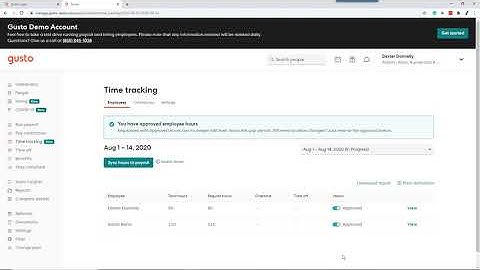 Gusto payroll process using time tracking for hourly employees