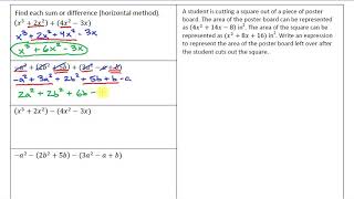 Polynomials 04 Add Subtract Polynomials Horizontal