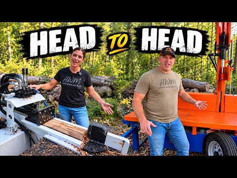 Man vs Woman! Comparing Vertical vs Horizontal Splitting! #firewood #woodsplitting #woodsplitter