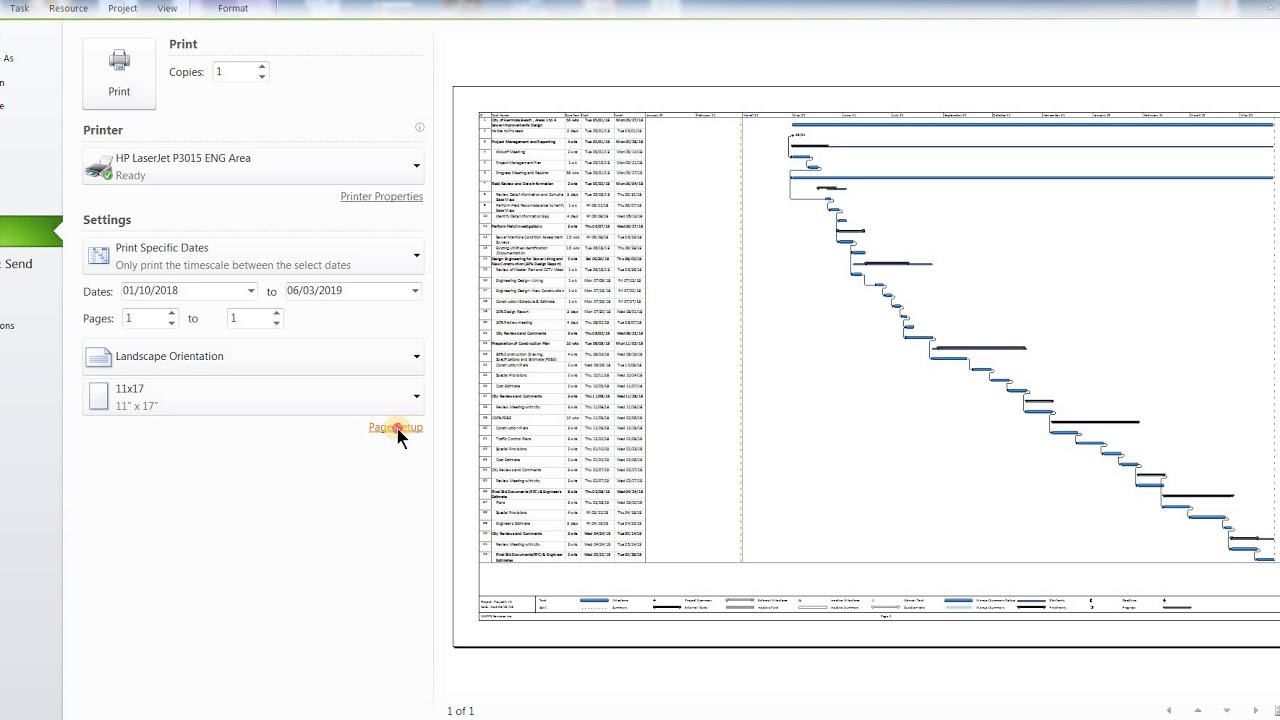 How To Print Gantt Chart In One Page