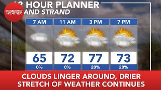 FIRST ALERT: Clouds linger around, drier stretch of weather continues