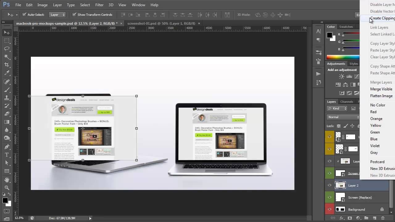 Download How To Insert Your Art Into A Mockup Template With Smart Objects Or Clipping Masks Youtube