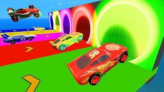 Disney Cars vs Portal Trap McQueen Cruz Ramirez Boost The King Snot Rod DJ - BeamNG.Drive Crash Zone