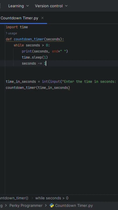 Countdown Timer #shorts #python #countdowntimer #program #code# ...