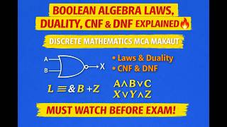 Boolean Algebra Laws, Duality, CNF &amp; DNF Explained 🔥 | Discrete Mathematics MCA MAKAUT