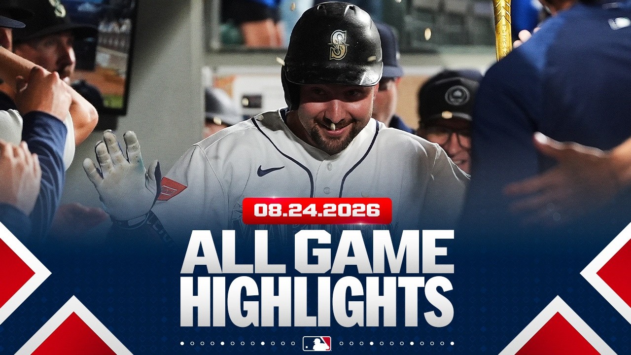 Highlights from ALL GAMES on 8/24 (Cal Raleigh hits 3 HRs, Brandon Nimmo's EPIC HR ROBBERY & MORE!)