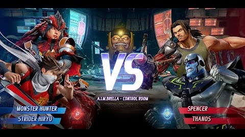 MARVEL VS. CAPCOM: INFINITE Monster Hunter and Strider Hiryu vs Spencer and Thanos