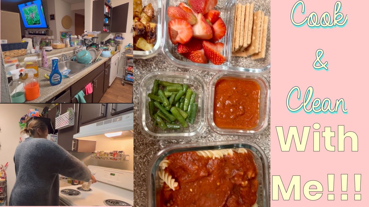 Cook & Clean With Me- Prepping & Cooking my husband's lunch/ Kitchen ...