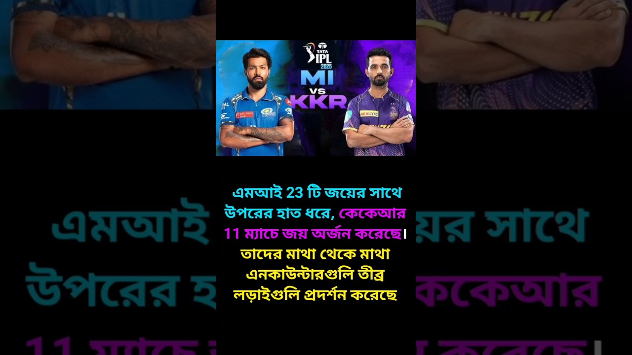 🏏MI vs KKR Head to Head in IPL History: Stats Records and Results🏏||