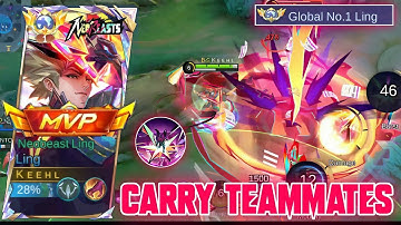 GLOBAL LING CARRY TEAM IN SOLO RANK! LING FASTHAND - MOBILE LEGENDS
