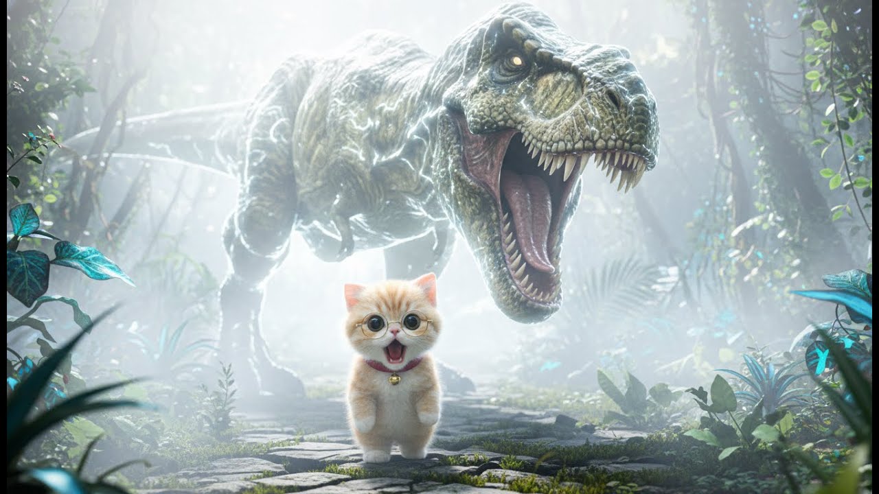 Funny Cat Story: T-Rex vs Banana Peel Showdown