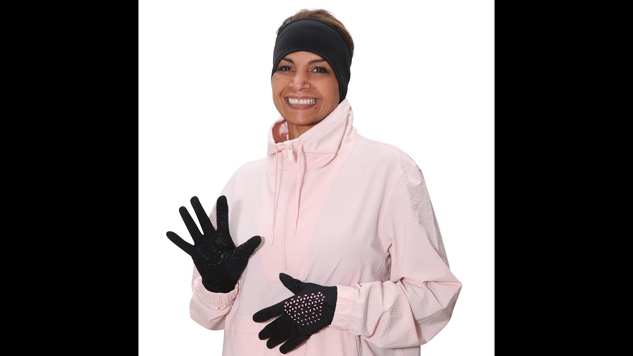 women's running headband and glove set