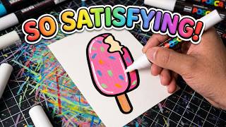 Immersive painting ice cream popsicle acrylic markers coloring stress relief