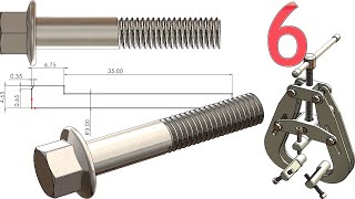 6-Project 48| Tube /Pipe Welding Clamp Vise |SolidWorks 3D Tutorial: M6 hex flange bolt