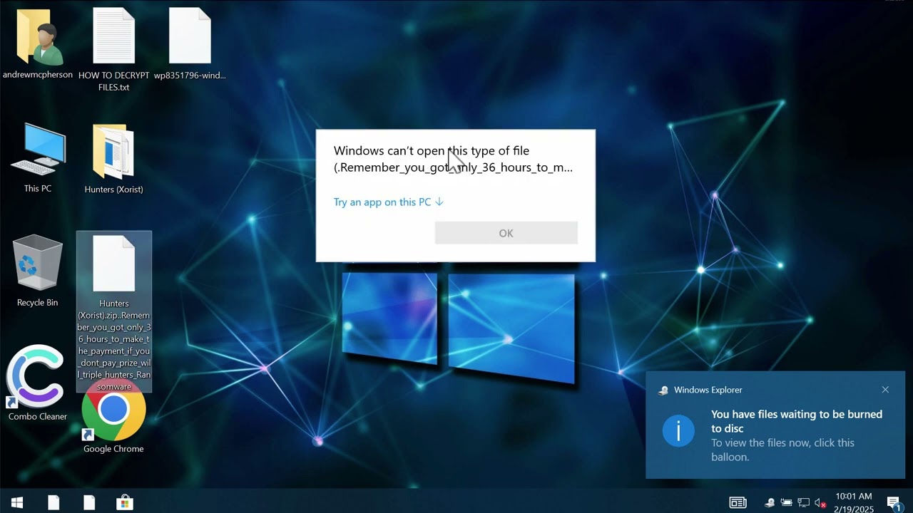 Hunters ransomware removal from Xorist family.