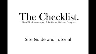 The Checklist. Site Guide and Tutorial
