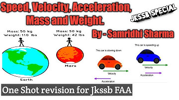 Speed, Velocity, Acceleration, Mass & Weight  |     General Science   |      Jkssb FAA