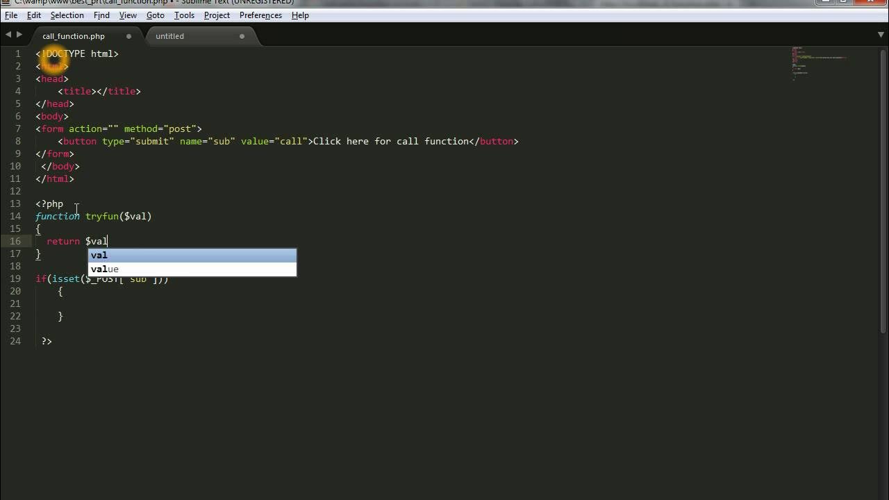 call a function in php learn php - YouTube