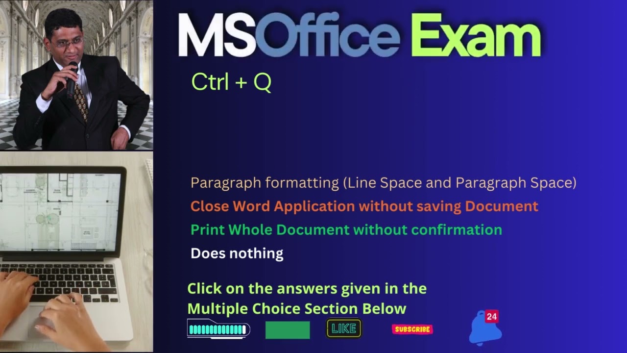 Ctrl + Q || MSoffice Exam || schoolhelp.info/exam