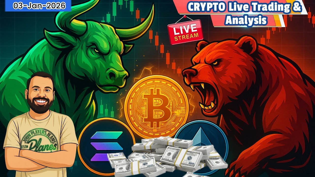 Live Trading & Analysis of Bitcoin, Ethereum & Solana on 03 Jan 2026 