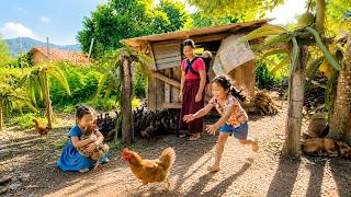 Single mom Ava eating cake with her two kids and feeding the chickens