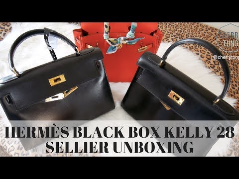 HERMES BLACK BOX KELLY 28 SELLIER, COMPARISON W/ K28 RETOURNE & BIRKIN 25