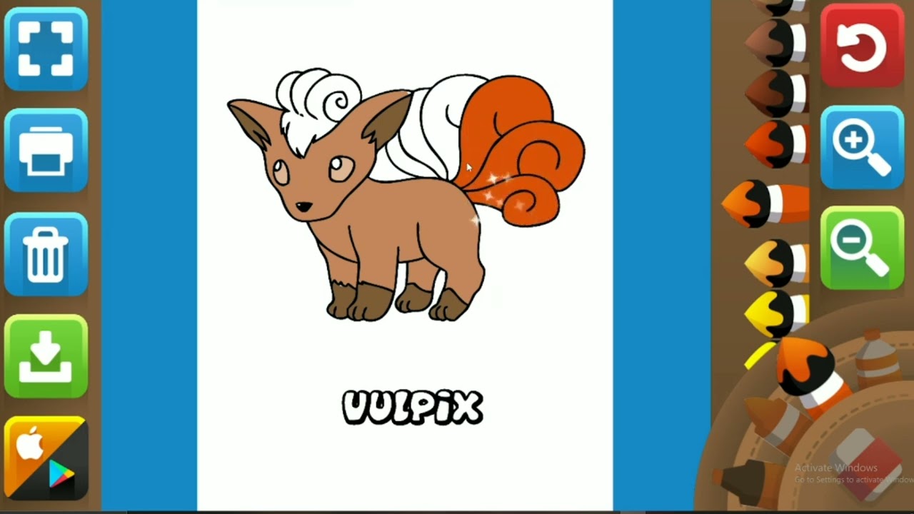 Coloring Pokemon Pikachu | Pokémon | Coloring Vulpix | Coloring page | Coloring book |