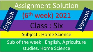 English Version Class 6 Home Science 6th week 2021 assignment solution