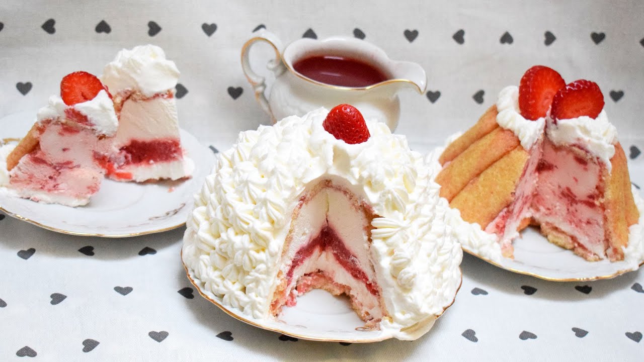 Zuccotto alle fragole e panna facile e veloce