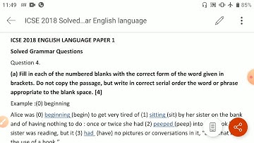 ICSE 2018 SOLVED Answer Key Explained-GRAMMAR- English language Paper 1
