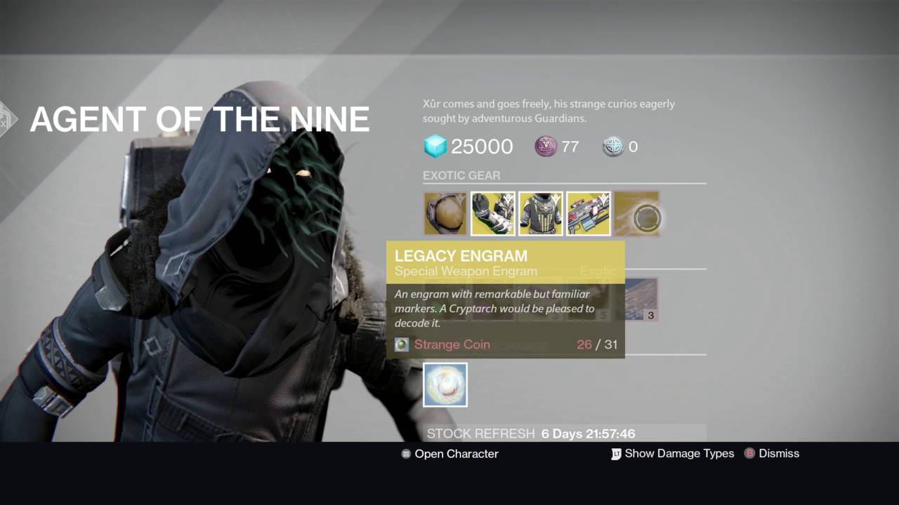 Xur exotics and other items Aug. 12-Aug.14