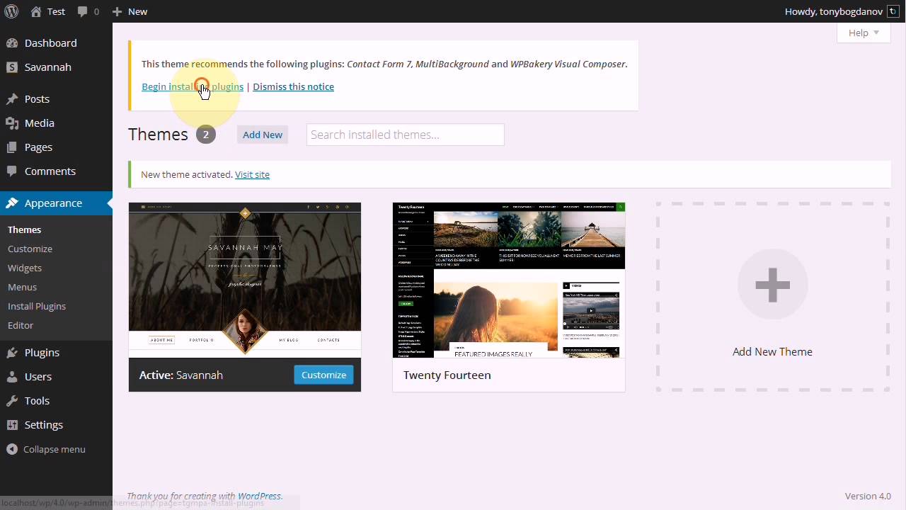 Installing WordPress Themes - YouTube