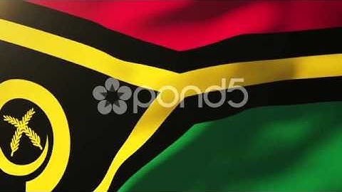 Vanuatu Flag Waving In The Wind. Looping Sun Rises Style. Animation Loop