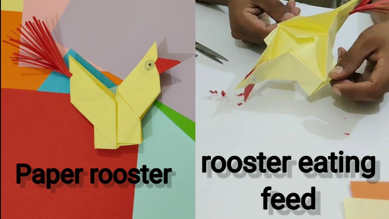 How to make a paper Rooster | Paper Roster| Paper se murga banane ka ...