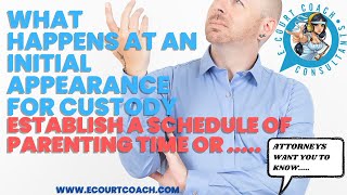 INITIAL APPEARANCE FOR CUSTODY - ESTABLISH A SCHEDULE OF PARENTING TIME OR ....
