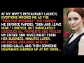 AT MY WIFE'S RESTAURANT LAUNCH, EVERYONE MOCKED ME AS THE "PRACTICE HUSBAND." SHE HANDED ME DIVORCE 