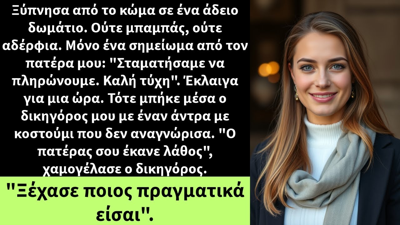 Ξύπνησα από το κώμα σε ένα άδειο δωμάτιο. Ούτε μπαμπάς, ούτε αδέρφια.