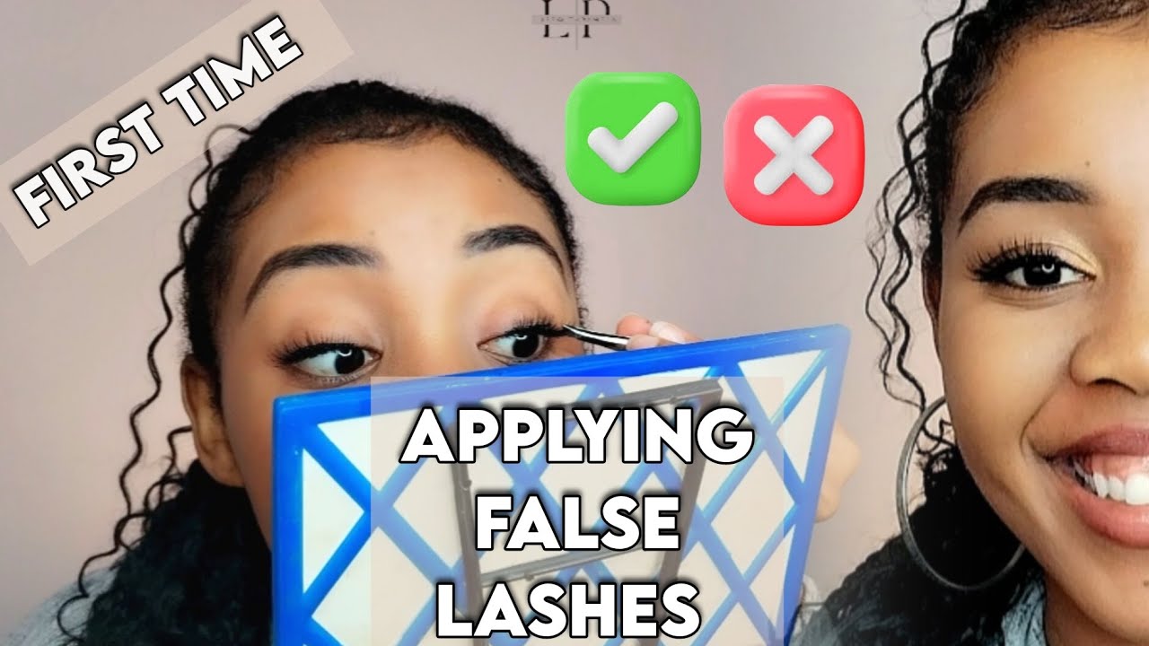 How to apply false lashes for the first time - As a beginner. - YouTube