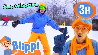 Blippi Learns to Snowboard! 3 Hours of Snow Stories for Kids