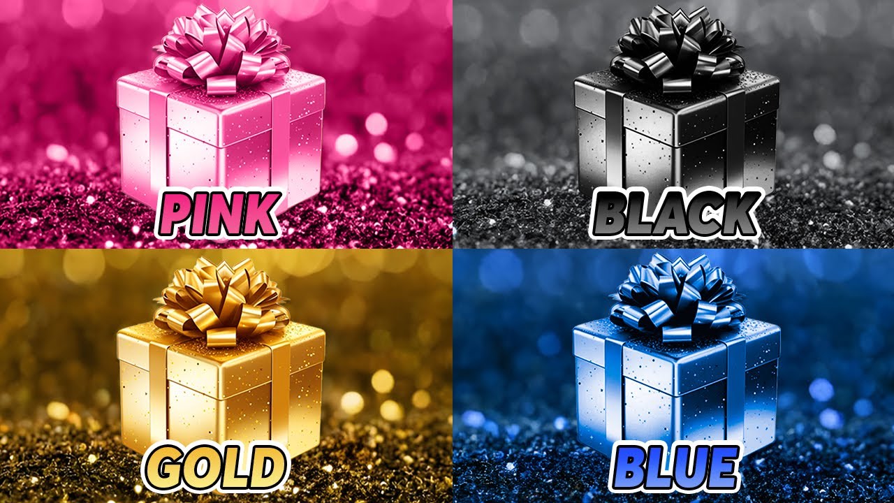 Choose Your Gift...! 4 Gift Challenge 😱 Pink, Gold, Black or Blue 💗⭐️🖤💙 Mouse Quiz