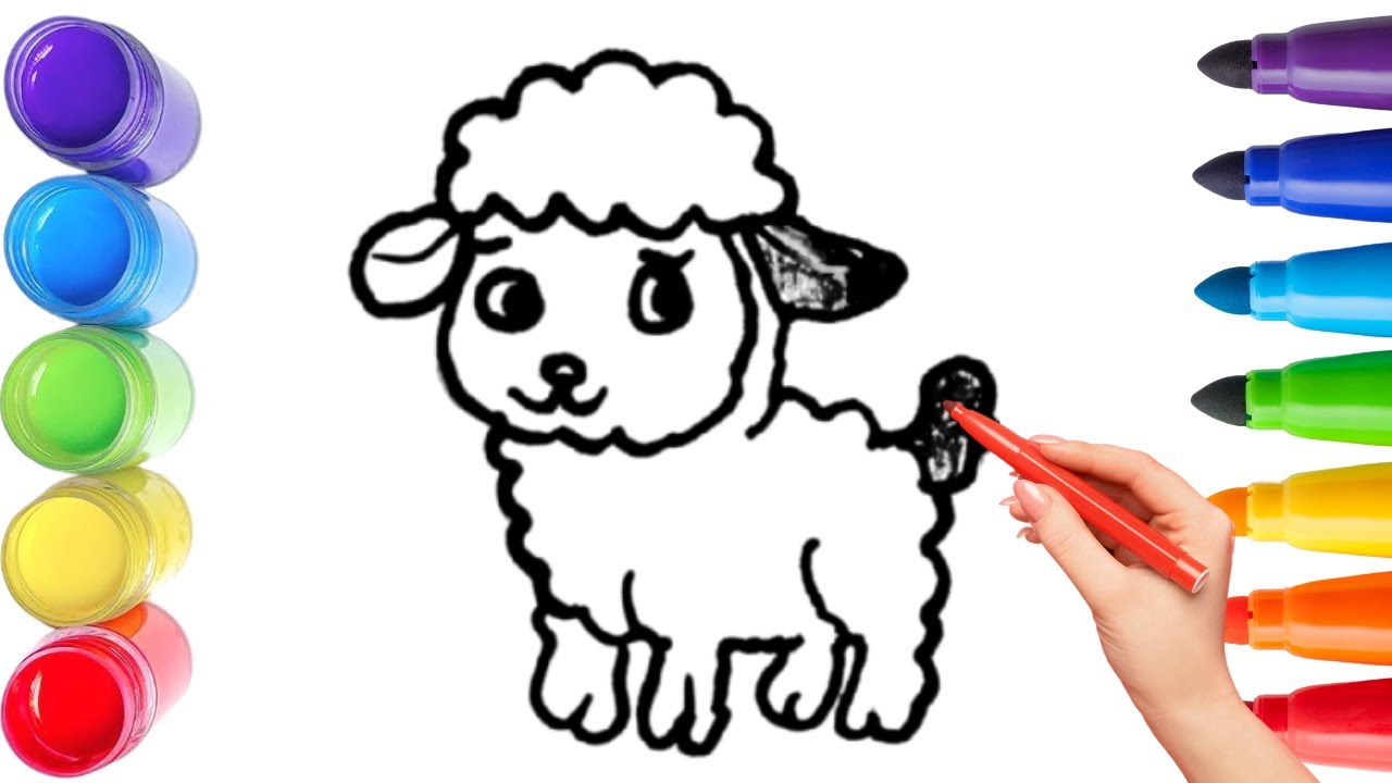 How To Draw cute lamb Drawing, Painting & Coloring For Kids and ...