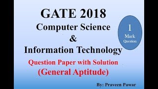 GATE 2018 Computer Science Paper Solution "General Aptitude" -1