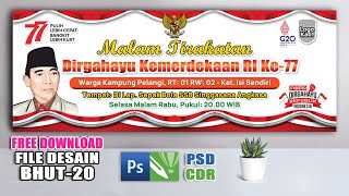 Desain Spanduk HUT RI 79 2024 || Backdrop Pengajian Banner HUT RI Ke-77 Tahun 2024 - Free Cdr Psd screenshot 5