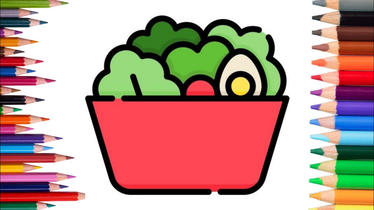 How to draw a salad bowl step by step easy Drawforkidshub drawforkidshub youtube YouTube